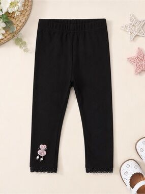 Amazon Black Girls' Leggings with Pink Bow Accent
